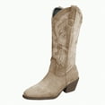 thumbnail image 1 of UngA Women's Cowgirl Boots Mid Calf Cowboy Embroidered Western Pointed Toe Chunky Heel Pull On Knee High Boots Khaki,Size 8.5, 1 of 7