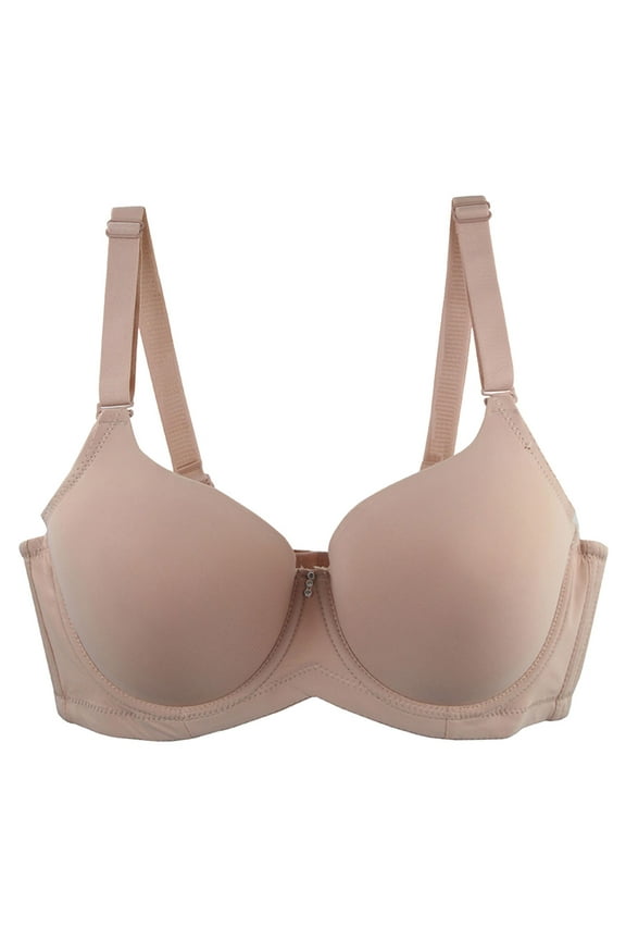 Women's Easy Underarm-smoothing With Seamless Stretch Wireless Lightly Lined Comfort No Wire Push Up Bras for Women Beige,100D
