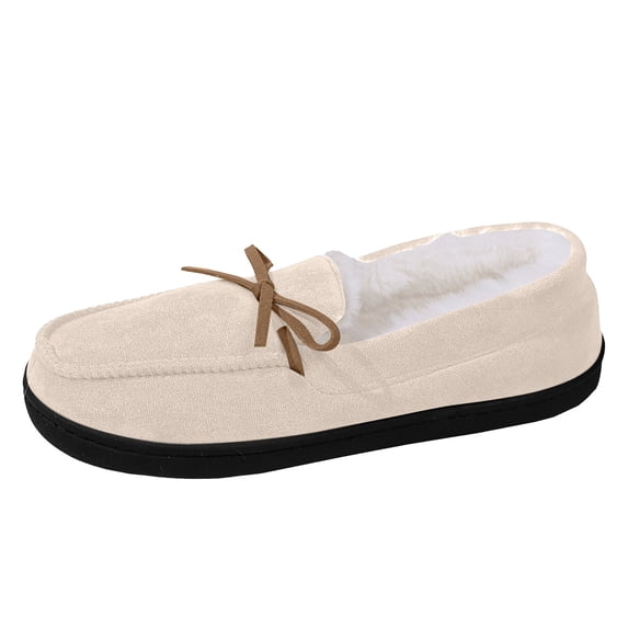 UngA Women's House Slippers Indoor Outdoor Moccasin Fuzzy Fluffy Furry Loafers Suede Warm Shoes (Khaki,6.5)