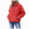 thumbnail image 1 of UngA Women's Jackets Women's Casual Full Zip Up Sherpa Lined Hoodie Sweatshirt Jacket Coat Red,M, 1 of 6