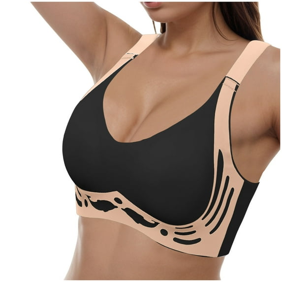 UngA Women's Underarm-Smoothing with Seamless Stretch Wireless Lightly Lined Comfort Comfort Bras for Women Black,XXL