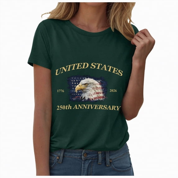 UngA Women's Vintage 250th Anniversary USA Shirt 1776 2026 Freedom We The People T Shirts for Women XXXL,Dark Green