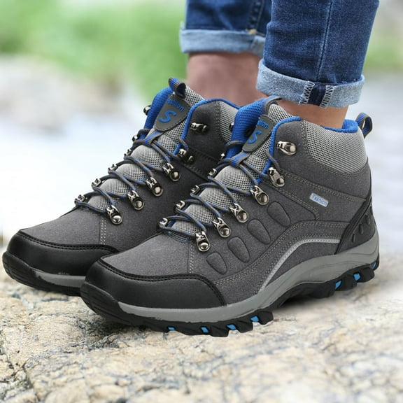 UngA Women's Waterproof Hiking Boots Winter Snow Boots Outdoor Trekking Camping Trail Hiking Boots (Grey,8.5)