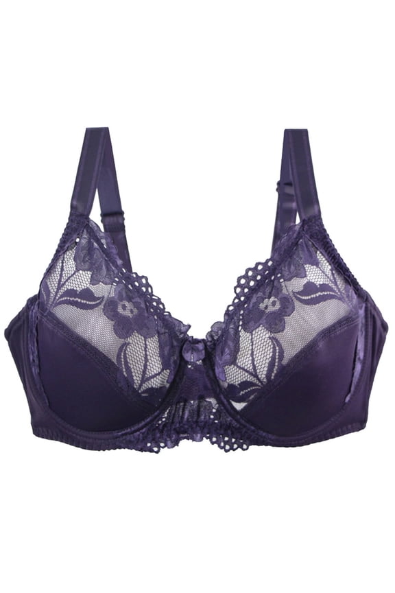 Women's Wireless Bra, Comfort Revolution Full-Coverage Wirefree Womens Bras No Underwire Full Support Dark Purple,3XL