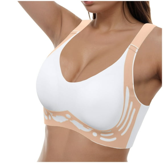 UngA Women's Wireless Bra, Smooth Comfort Full-Coverage T-Shirt Bralettes for Women With Support White,M