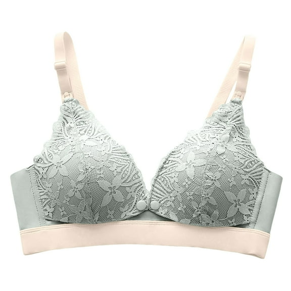 UngA Women's Wireless Bras Front Button Closure Bras Older Women No Underwire Comfort Front Snaps Front Closing Bra Green,XL(40/90)