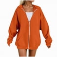 thumbnail image 1 of UngA Women's Zip Up Hoodie Womens Zip Up Hoodies Fleece Jackets Oversized Sweatshirts Fall Fashion Outfits 2025 Sweaters Winter Clothes Hoodies for Women (Orange,4XL), 1 of 4