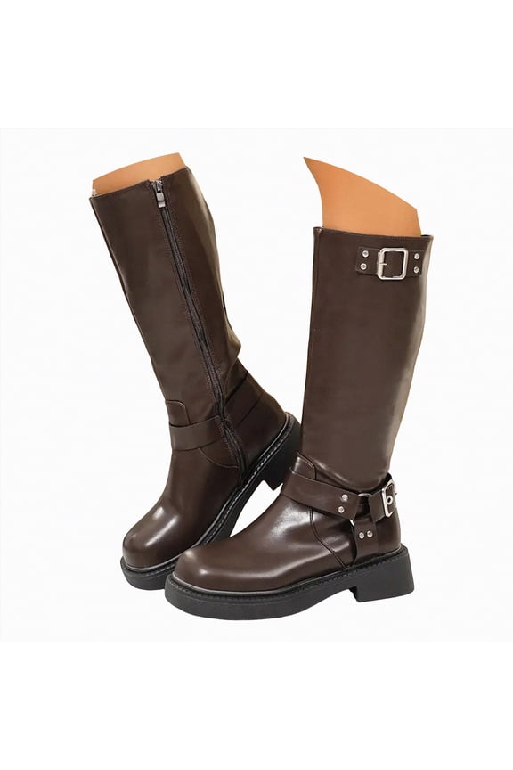 Womens Boot Comfortable Leather Boots Round Toe Flat Heel Booties Fall Winter Casual Warm Mid-Calf Boot Fashion Tie Lace Up Boots Women Mid Calf Brown,Size 6