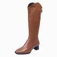 thumbnail image 1 of UngA Womens Boots Mid Calf Chunky Low Heel Riding Booties Motorcycle Biker Round Toe Fashion Buckle Western Booties Trendy Stylish Boots for Women Brown,Size 8.5, 1 of 7