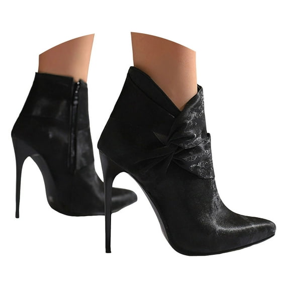 UngA Womens Boots Mid Calf Girl Women's Dicee Kitten Heel Knee High Boots Black,7.5