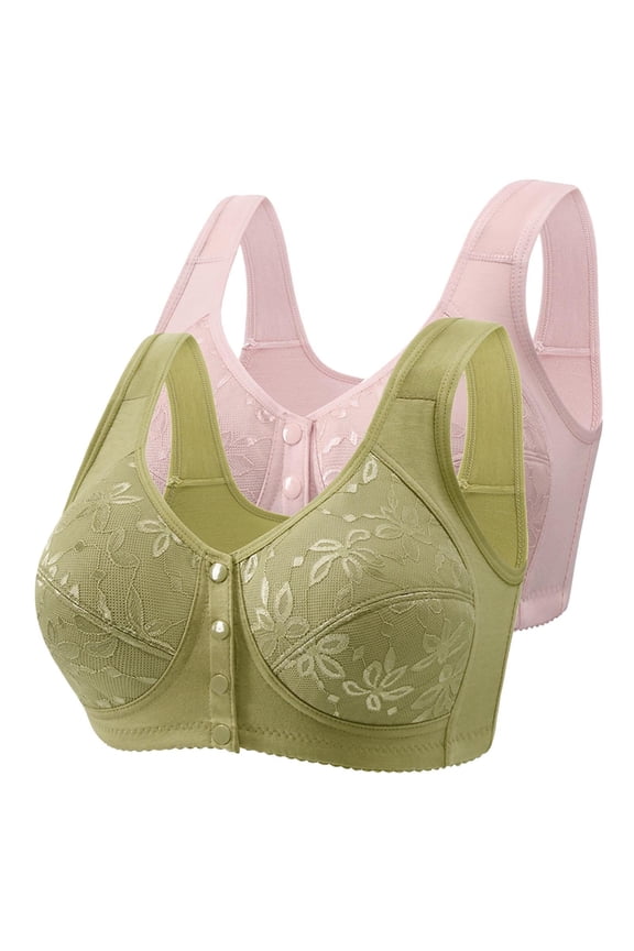 Womens Bra Front Closure Bras Push Up Bra No Underwire Plus Size Front Button Bra Mint Green,L