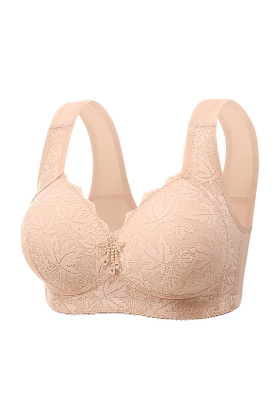 Womens Bra Plus Size Full Coverage T Shirt Unlined Bra with Underwire & Wide Strap for Heavy Breast Light Pink,S