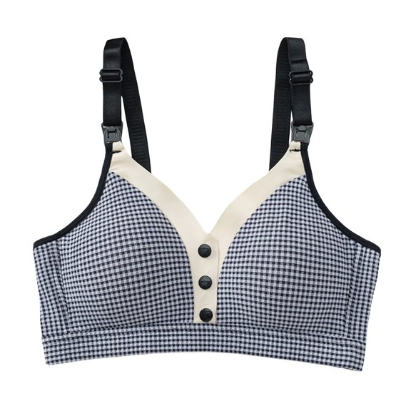 UngA Womens Bralette Front Closure Bras Push Up Bra No Underwire Plus Size Front Button Bra Black,36