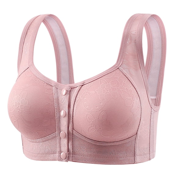 UngA Womens Bralettes Front Closure Bras Push Up Bra No Underwire Plus Size Front Button Bra Pink,36