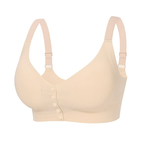 UngA Womens Bralettes Front Closure Bras Push Up No Underwire Everyday Bra Plus Size Full Coverage Breathable Brassiere Beige,5XL