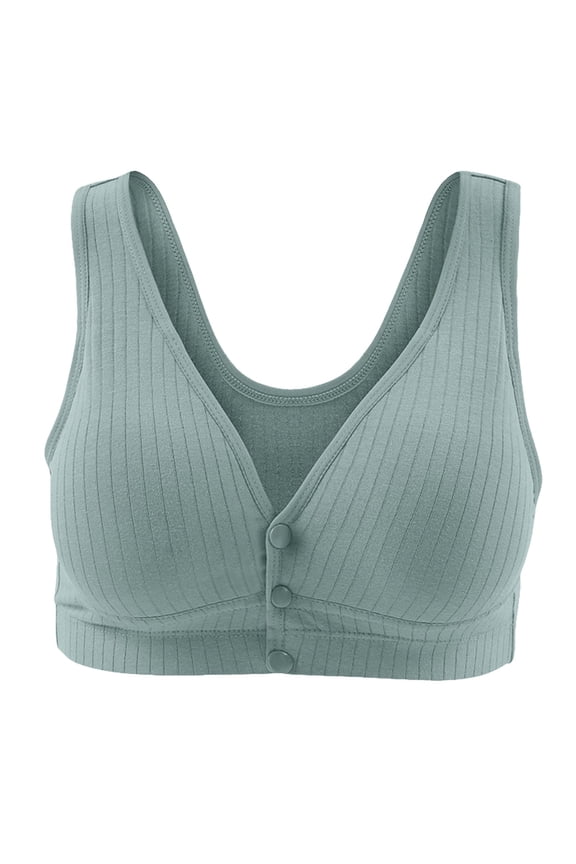 Womens Bras Wireless Full Coverage Wireless Bras No Underwire Compression Front Closure Comfort Post Surgery Bra Green,3XL