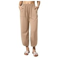thumbnail image 1 of UngA Womens Cargo Sweatpants Casual Pockets Cotton Linen Solid Drawstring Elastic Waist Long Straight Pants for Women Work Casual Khaki,L, 1 of 6