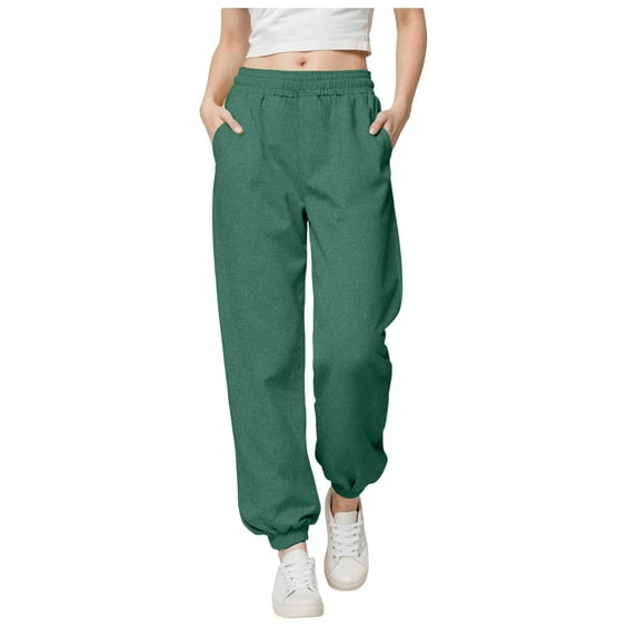 UngA Womens Casual Pants Linen Pants For Women High Waisted Pants Drawstring Elastic Business Casual Pants Work Pants Paper Bag Pants Loose Flowy Dress Pants Green,S