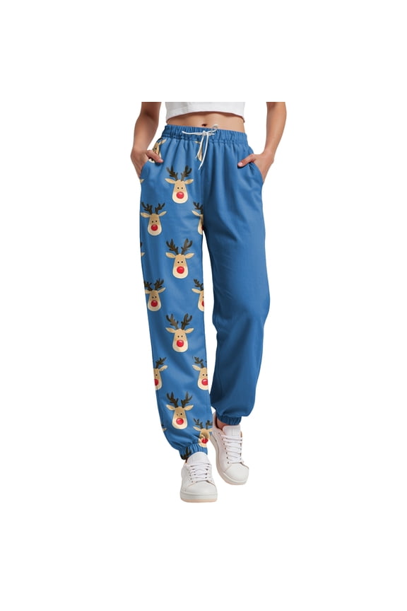 Womens Christmas Pants Jogger Sweat Pants Casual Drawstring Elastic High Waist Winter Outfit Womans Sweatpants,Size XXXL