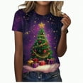 thumbnail image 1 of UngA Womens Christmas Shirts Crew Neck Merry Christmas Graphic Tees Funny Holiday Xmas Tee Winter Gift Tops Christmas T-Shirts for Women Purple,XXL, 1 of 6
