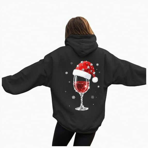 UngA Womens Christmas Sweatshirt Oversized Fleece Long Sleeve Comfy Hoodies for Women Casual Basic Pullover Sweatshirts 2025 Fall Outfits Y2K Clothes Christmas Hoodies for Women (Black,M)
