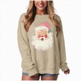 thumbnail image 1 of UngA Womens Christmas Sweatshirt Santa Claus Graphic Crewneck Oversized Fleece Pullover Xmas Holiday Top Woman Sweatshirt (Beige,XXXL), 1 of 6