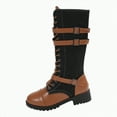 thumbnail image 1 of UngA Womens Combat Boots Lace up Mid Calf Boots Low Heel Chunky Platform Riding Boots Lug Sole Womens Boots OTHER,Size 7, 1 of 7