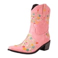 thumbnail image 1 of UngA Womens Cowboy Boots Women's Banana Knee High Boots Square Toe Block Heel Comfortable Low Heel Pull on Wide Pink,10.5, 1 of 7