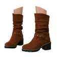 thumbnail image 1 of UngA Womens Fall Boots Cowboy Boots Embroidered Cowgirl Boots Western Mid-Calf Knee-High Boots with Heel Brown,6.5, 1 of 7