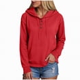 thumbnail image 1 of UngA Womens Hoodie Long Sleeve Shirts Fall Fashion V Neck Sweatshirts with Buttons Casual Trendy Pullover Tops Oversized Hoodie Women (Red,4XL), 1 of 7