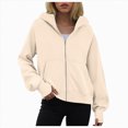 thumbnail image 1 of UngA Womens Hoodies Zip Up Cropped Sweatshirts Jackets Casual Comfy Gym Tops Fall Outfits Winter Clothes 2025 Hoodies for Women (Beige,XL), 1 of 6