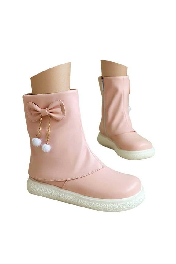 Womens Leather Cowboy Boots Cowboy Boots for Women Mid Calf Cowgirl Boots Round Toe Western Low Heel Shoes Pink,5.5