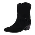thumbnail image 1 of UngA Womens Leather Cowboy Boots Women's Square Toe Boots Comfortable Block Heel Casual Boots Mid Calf Riding Boots Black,10.5, 1 of 7