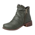 thumbnail image 1 of UngA Womens Mid Calf Boots Cowboy Boots for Women Mid Calf Fashion Cowgirl Boots with Embroidery Western Snip Toe Green,7, 1 of 5