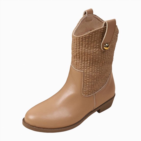 UngA Womens Mid Calf Boots Low Heel Riding Boots With Side Zipper Dressy Shoes Boots for Women Brown,Size 7
