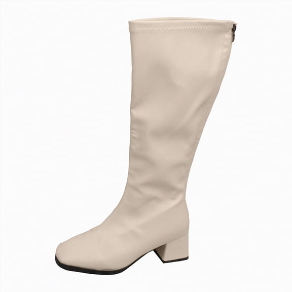 UngA Womens Mid Calf Boots Slouchy Boots Zip up Flat Boots for Woman Beige,Size 6
