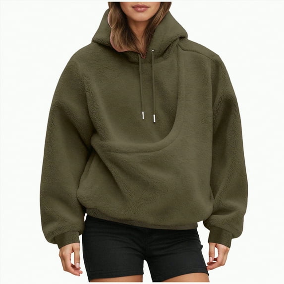 UngA Womens Pet Pouch Hoodies, Oversized Fleece Sweatshirt Puppy Kitten Cat Holder Carriers Hoodies Kangaroo Pocket (AG,XL)