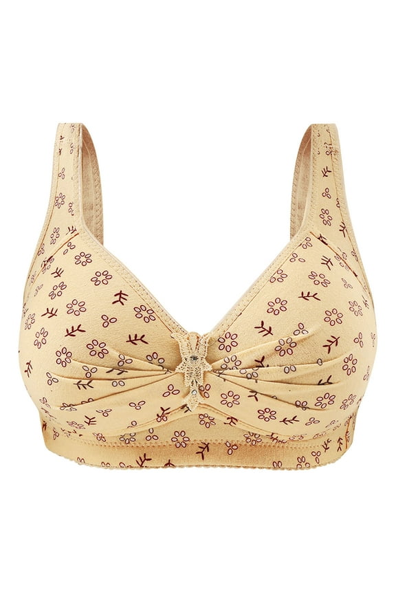 Womens Seamless Bra Full Coverage No Underwire Everyday Bras Comfortable Wireless Padded Bras Beige,44