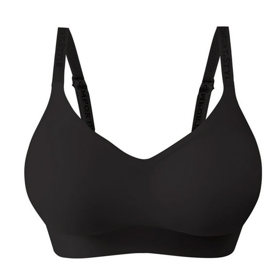 UngA Womens Seamless Bra No Underwire Comfort Push Up Bras Soft Wireless Bralette Full Coverage Sport Everyday Bras for Women Black,L