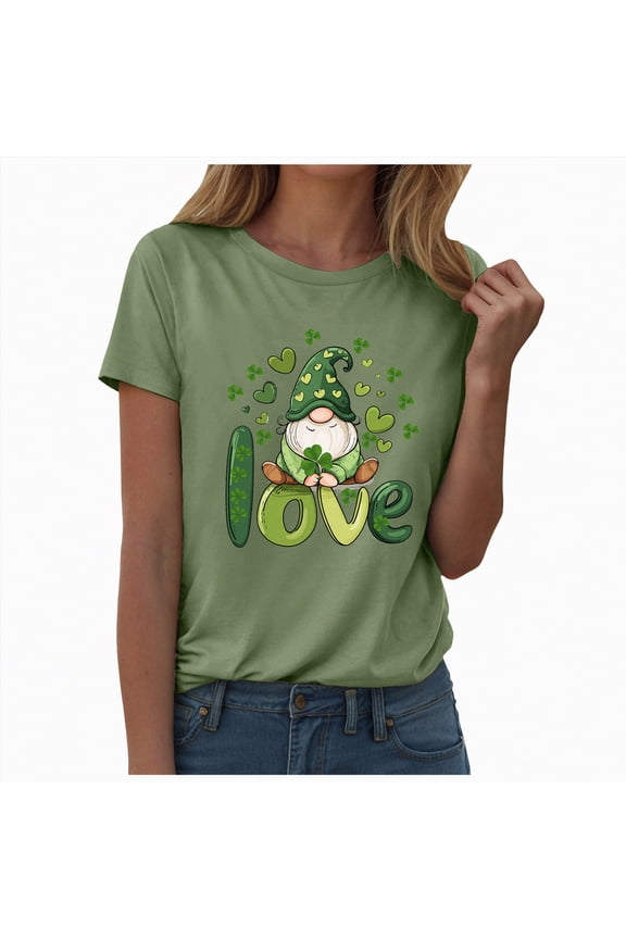 Womens St Patricks Day Shirts Irish Shamrock T Shirt Patrick Clover Shirts Green Graphic Tees Funny Tops,M