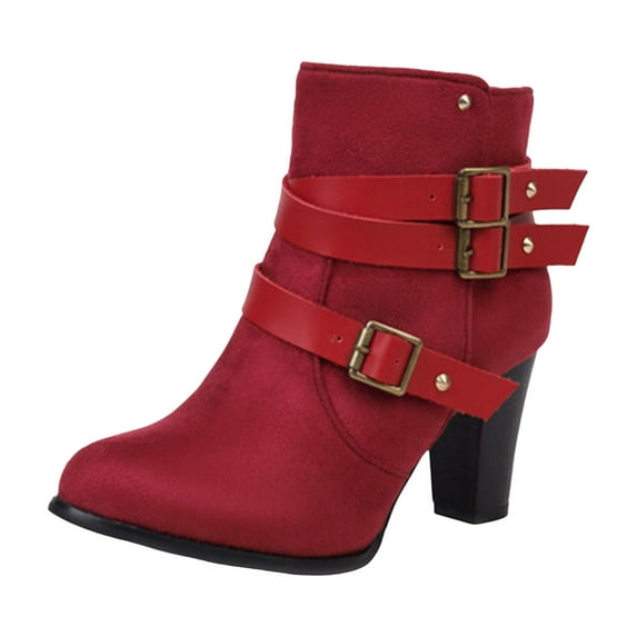 UngA Womens Wide Calf Cowboy Boots Women's Mid Calf The Western Cowboy Boots Fashion Cowgirl Boots For Women Low Heel Red,6