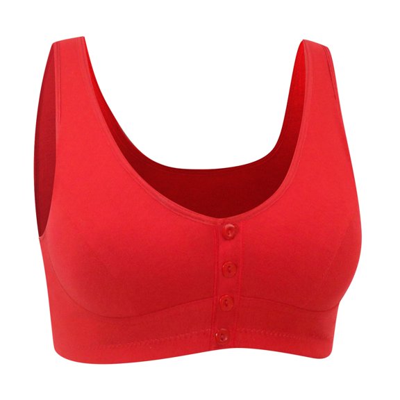 UngA Womens Wireless Bra Front Closure Bras Push Up Bra No Underwire Plus Size Front Button Bra Red,44
