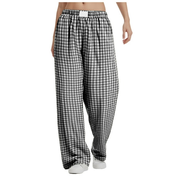 UngA Womens Work Pants Casual Pockets Cotton Linen Solid Drawstring Elastic Waist Long Straight Pants for Women Work Casual Black,2XL