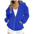 thumbnail image 1 of UngA Womens Zip Up Hoodie Women Casual Full Zip up Hoodie Drawstring Solid Long Sleeve Hooded Tops Jacket Comfy Loose Sweatshirt Zipper V-Neck Pullover Hoodie Tops Dark Blue,L, 1 of 4