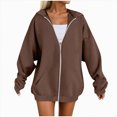 thumbnail image 1 of UngA Womens Zip Up Hoodie Womens Zip Up Hoodies Fleece Jackets Oversized Sweatshirts Fall Fashion Outfits 2025 Sweaters Winter Clothes Women's Hoodie (Khaki,5XL), 1 of 4