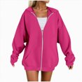 thumbnail image 1 of UngA Womens Zip Up Hoodies Oversized Sweatshirt Fleece Jackets Fall Winter Coats 2025 Fashion Hoodie for Women (Hot Pink,M), 1 of 4