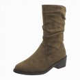 thumbnail image 1 of UngA Wonens Boots Casual Zipper Suede Fall Style Fashion Trend Stacked Flat Wide Boots for Women Mid Calf AG,Size 7, 1 of 7