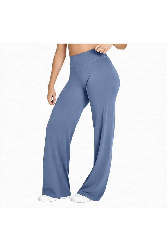 Workout Leggings Womens High Waisted No Front Seam Straight Tummy Control Leggings High Waist Buttery Gym Yoga Pants Blue,L