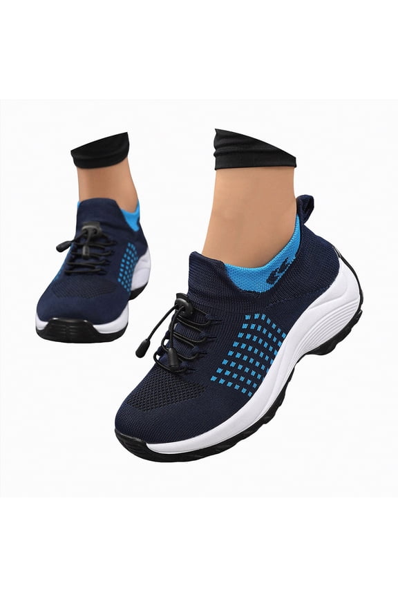 Workout Shoes for Women Women's Comfortable Walking Shoes - Tennis Athletic Casual Slip on Sneakers Blue,7.5