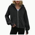 thumbnail image 1 of UngA Zip Up Hoodie Women Drawstring Cute Hoodies Fall Jacket Oversized Casual Sweatshirts with Pocket Womens Hoodies (Black,L), 1 of 6